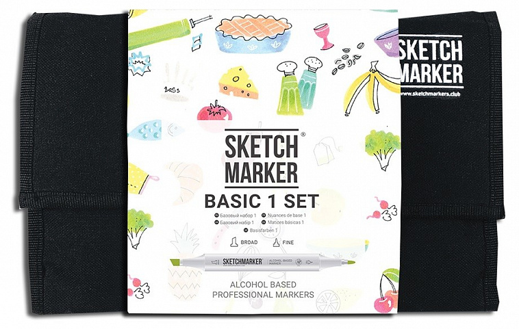 Набор маркеров Sketchmarker Basic 1 set 24 Базовые оттенки сет 1 (24 маркера + сумка органайзер)