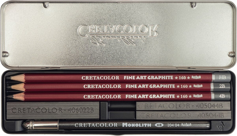 Набор для графики Cretacolor "GRAPHITE POCKET"  9 предметов, металл.коробка