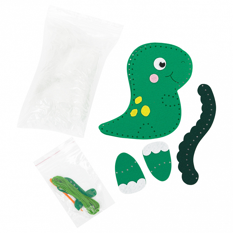Набор для шитья игрушки ТРИ СОВЫ "Динозаврик", пакет с европодвесом