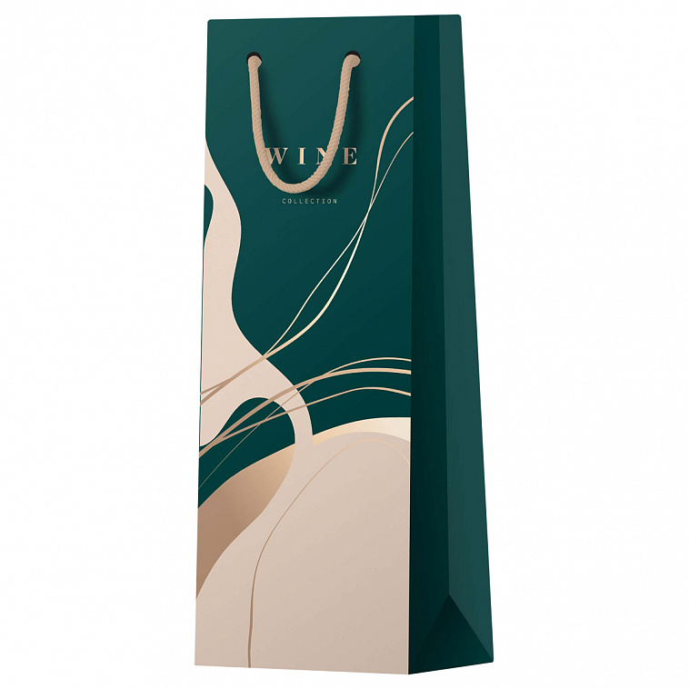 Пакет подарочный MESHU "Abstraction.Emerald" 12*36*8,5 см, матовое ламинирование, отд.фольгой, под б